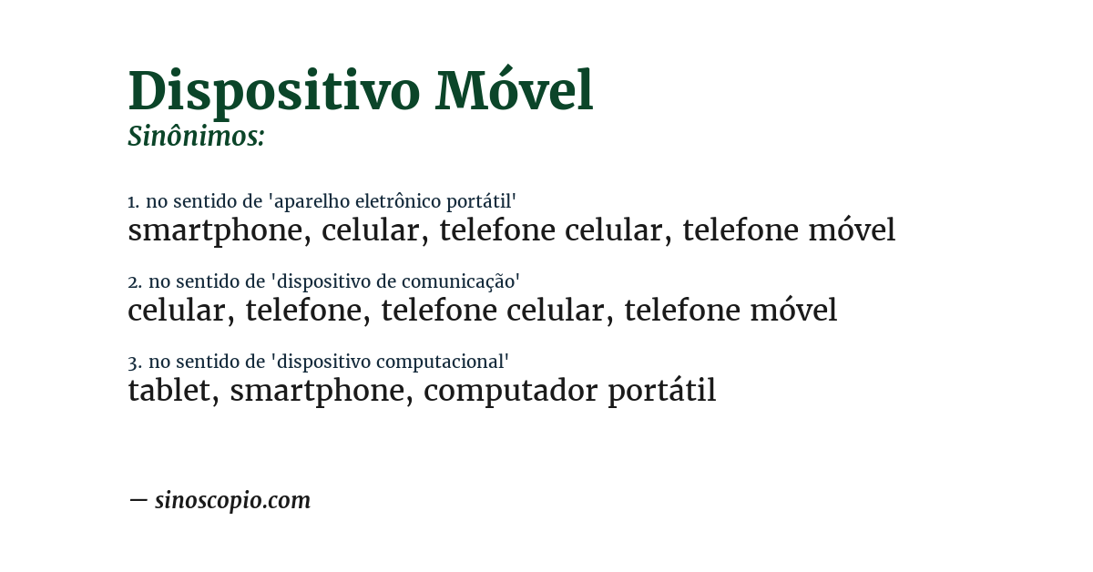 Sinônimo de dispositivo móvel