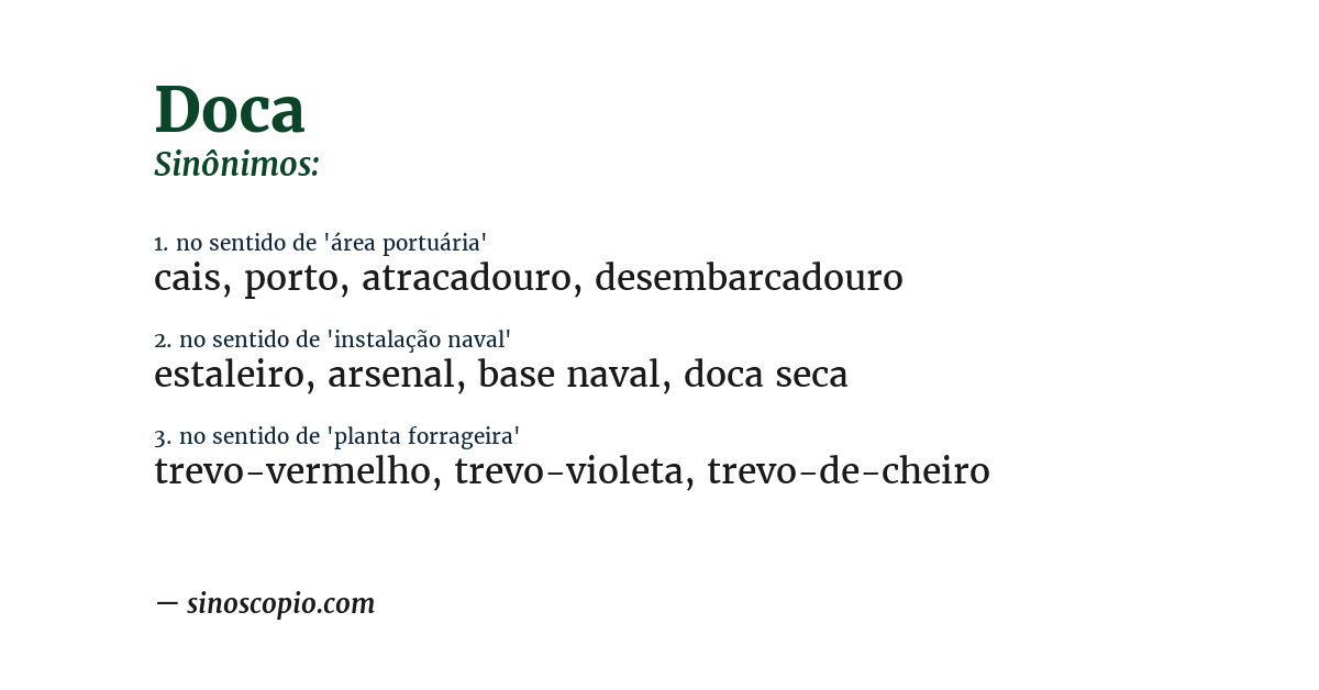 Sinônimo de doca