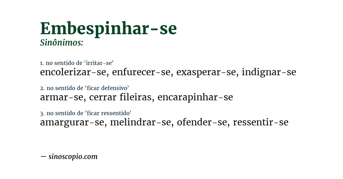 Sinônimo de embespinhar-se