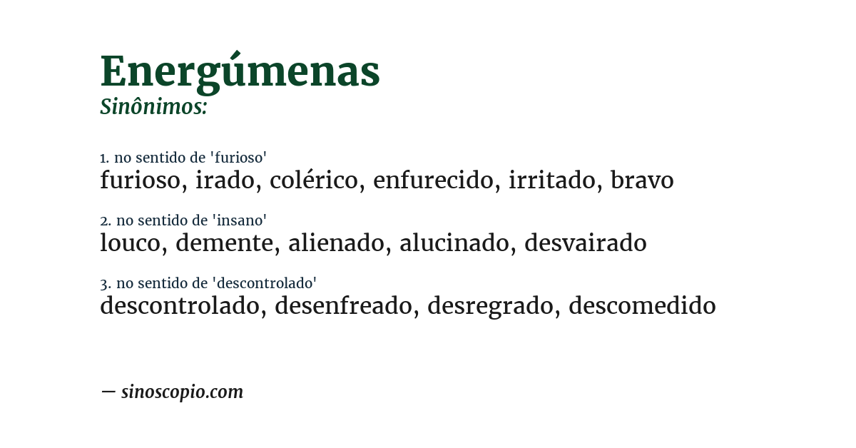 Sinônimo de energúmenas
