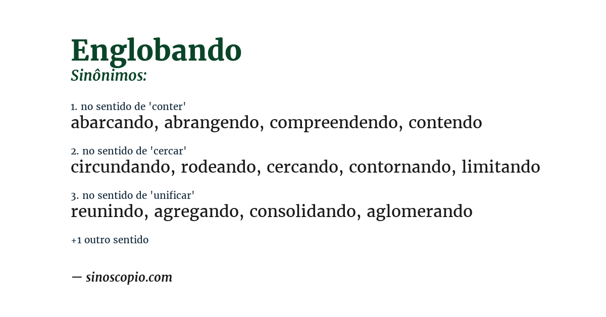 Sinônimo de englobando