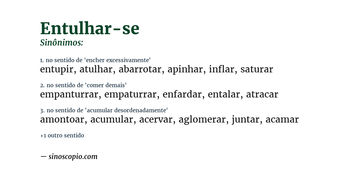 Sinônimo de entulhar-se