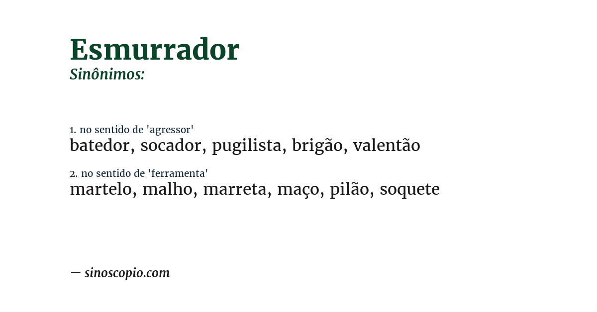 Sinônimo de esmurrador