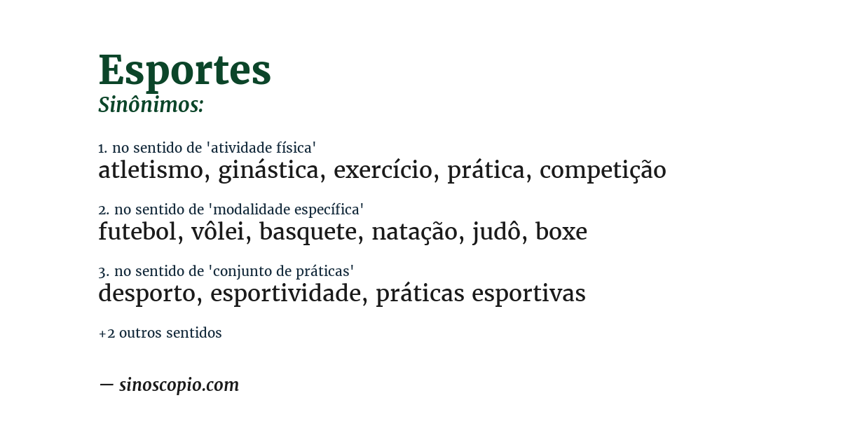 Sinônimo de esportes