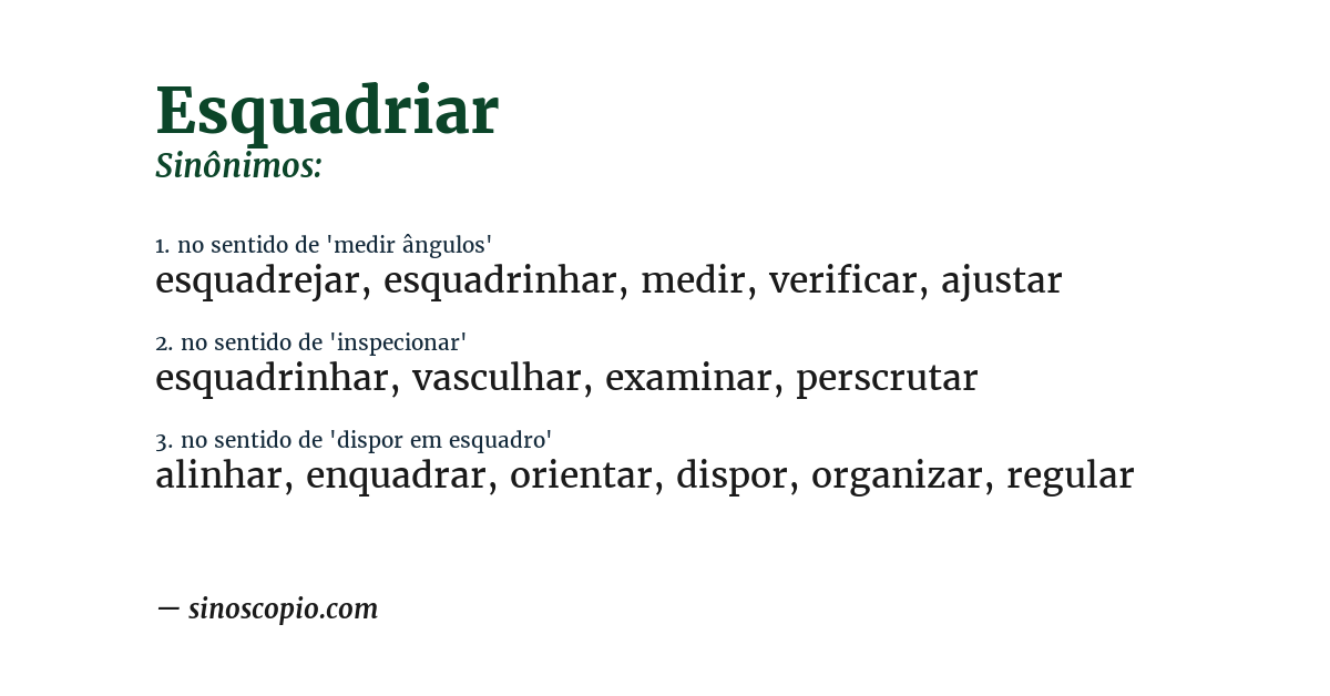 Sinônimo de esquadriar