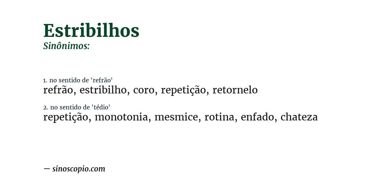 Sinônimo de estribilhos