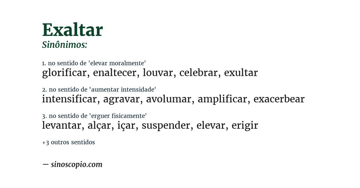 Sinônimo de exaltar