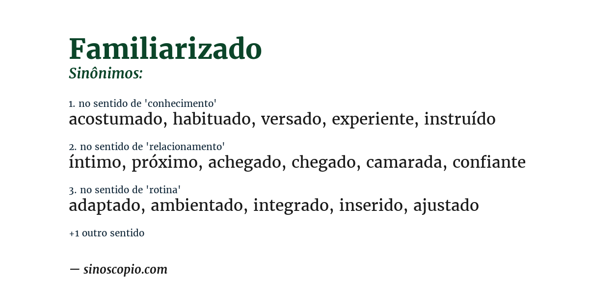 Sinônimo de familiarizado