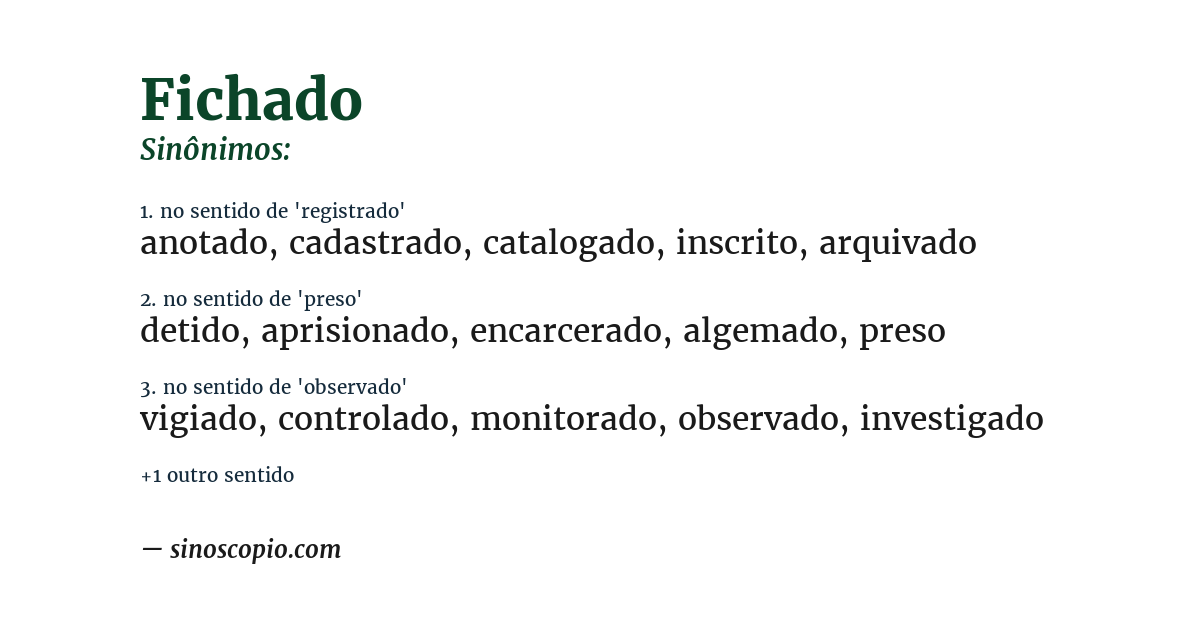 Sinônimo de fichado
