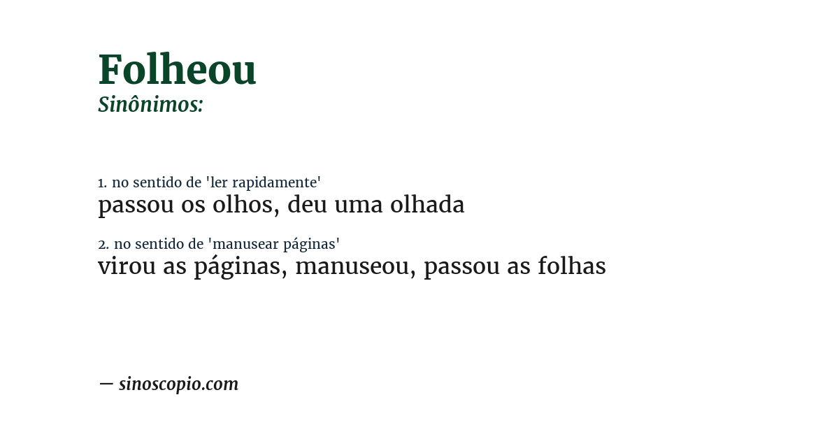 Sinônimo de folheou