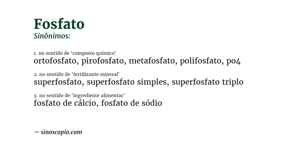 Sinônimo de fosfato