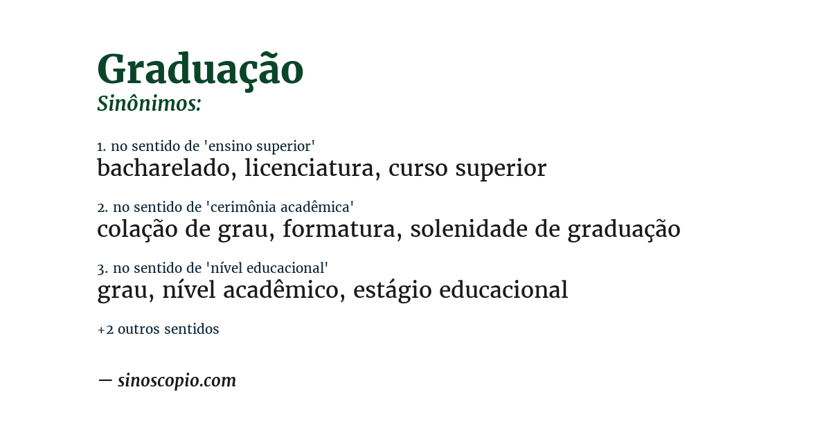 Sinônimo de graduação