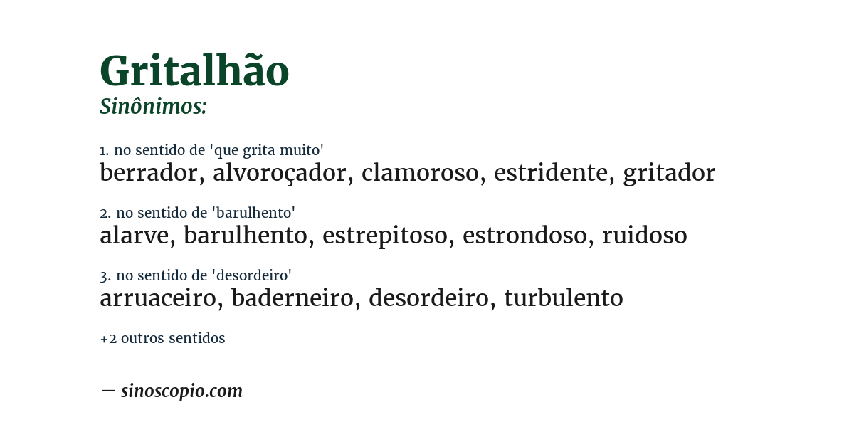 Sinônimo de gritalhão