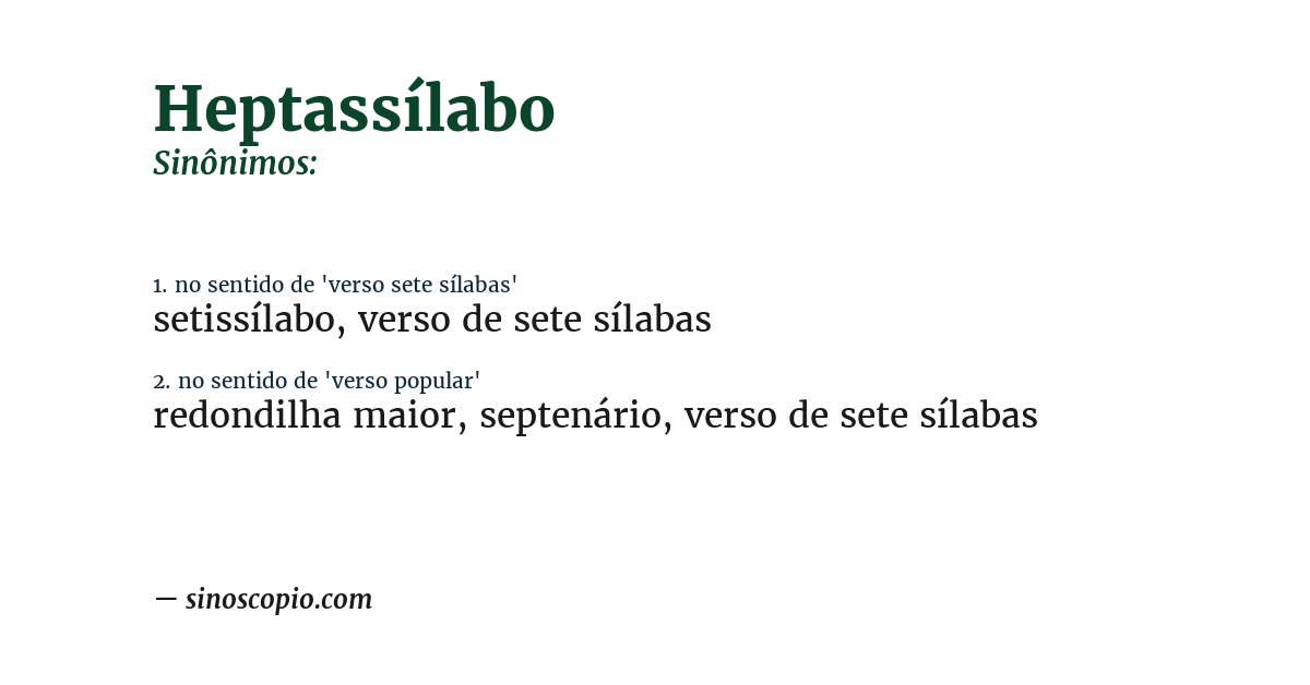 Sinônimo de heptassílabo