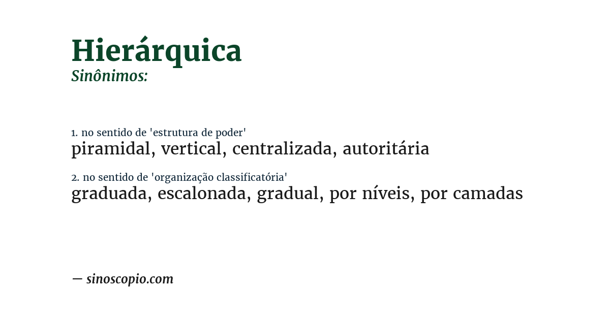 Sinônimo de hierárquica