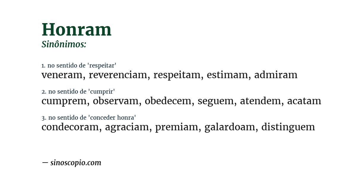 Sinônimo de honram