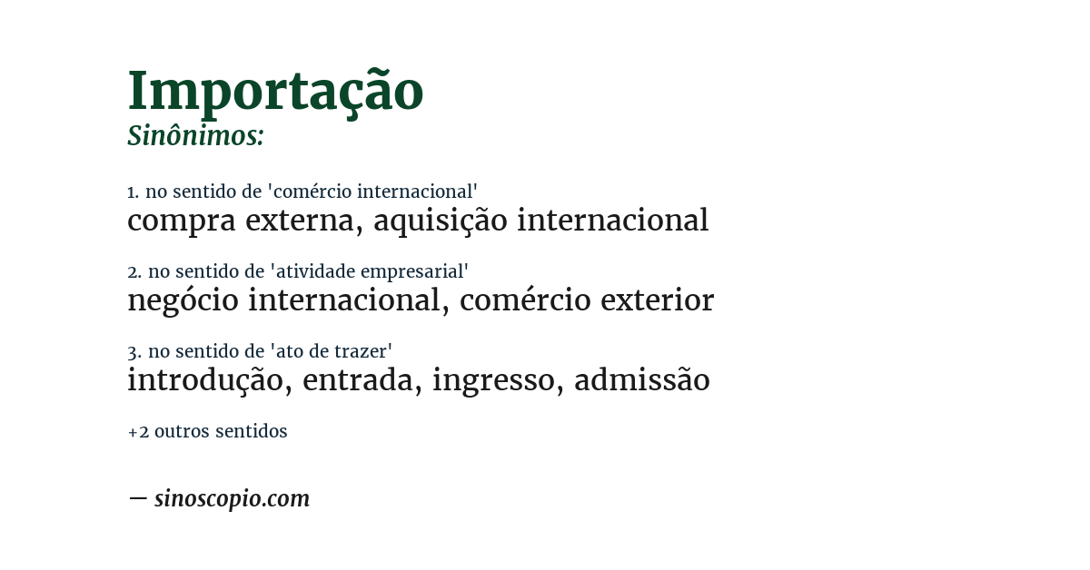 Sinônimo de importação