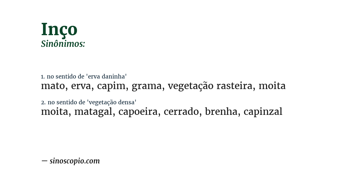 Sinônimo de inço