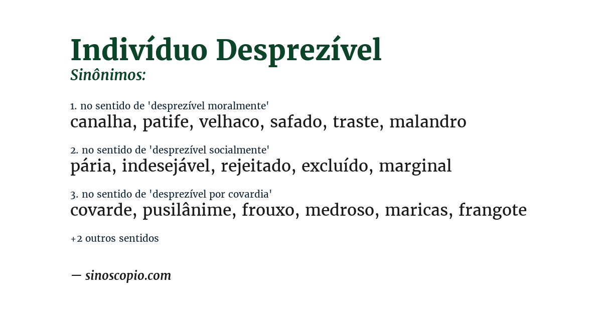 Sinônimo de indivíduo desprezível