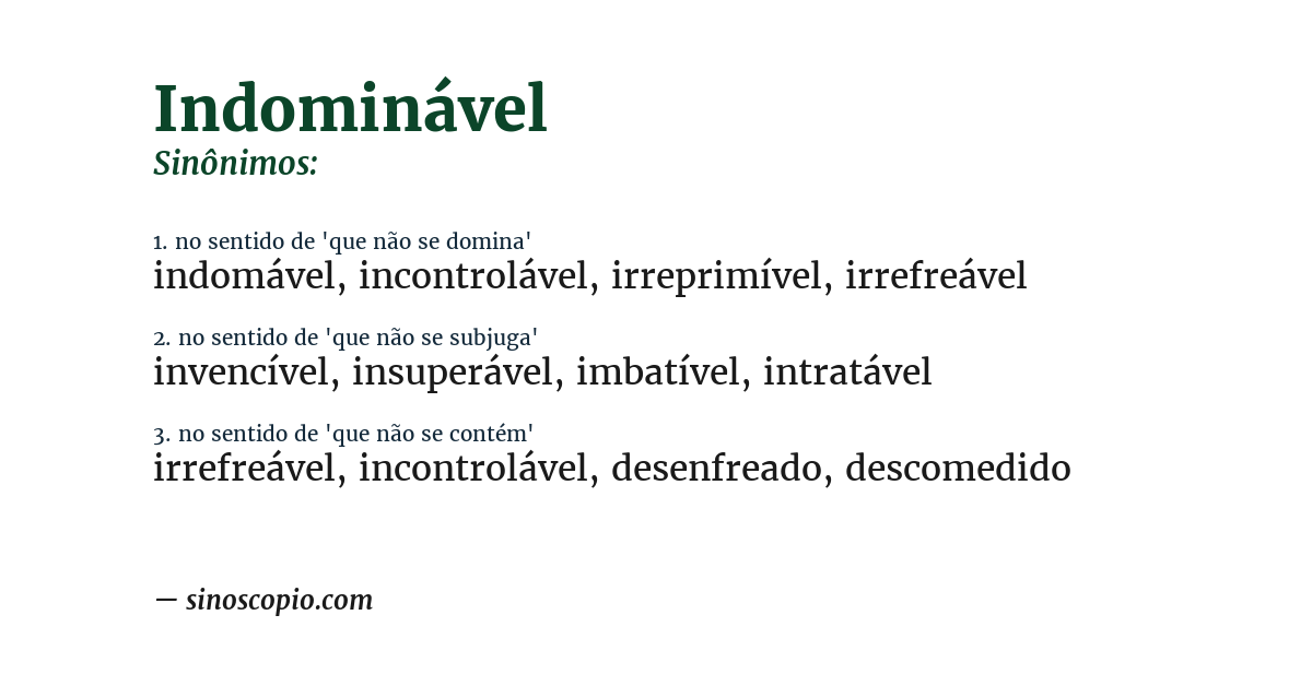Sinônimo de indominável