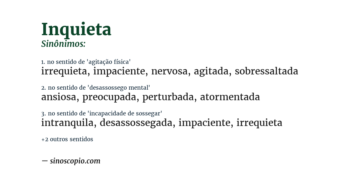 Sinônimo de inquieta