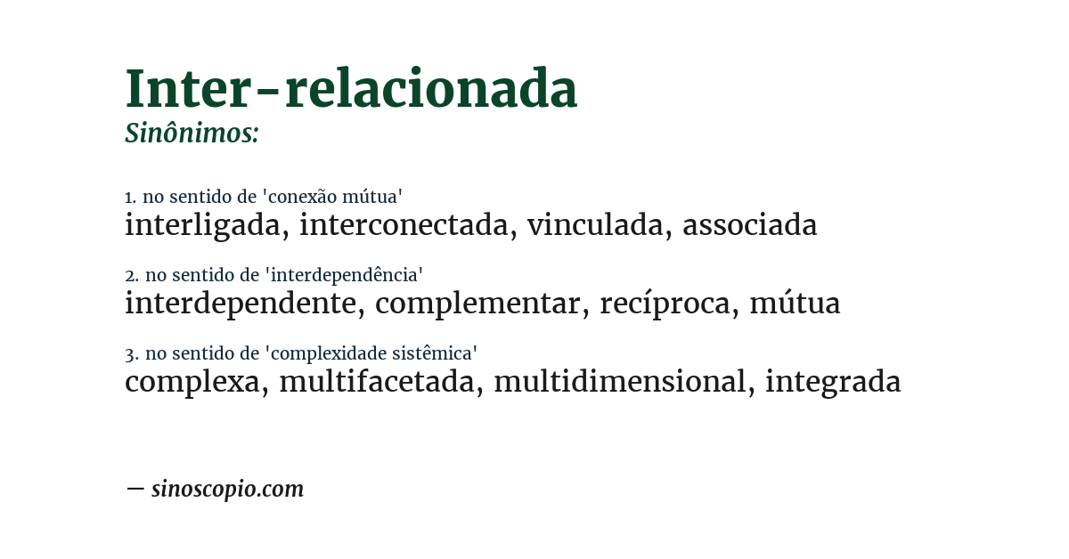 Sinônimo de inter-relacionada