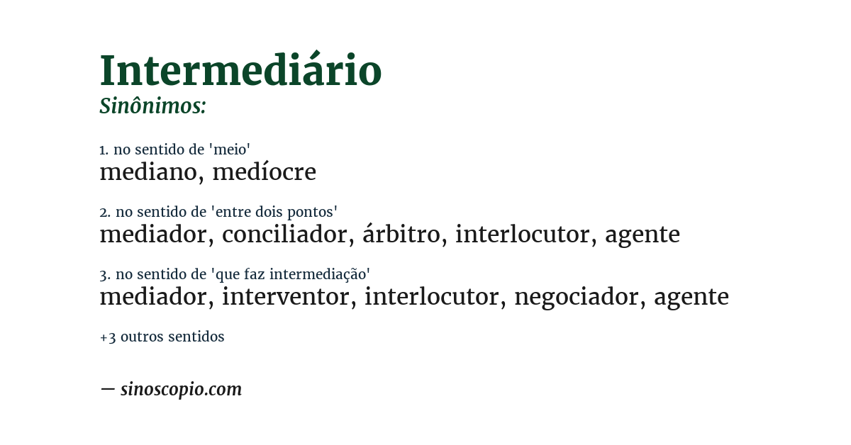 Sinônimo de intermediário