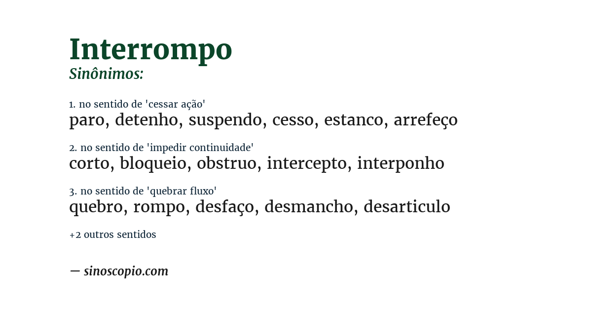 Sinônimo de interrompo
