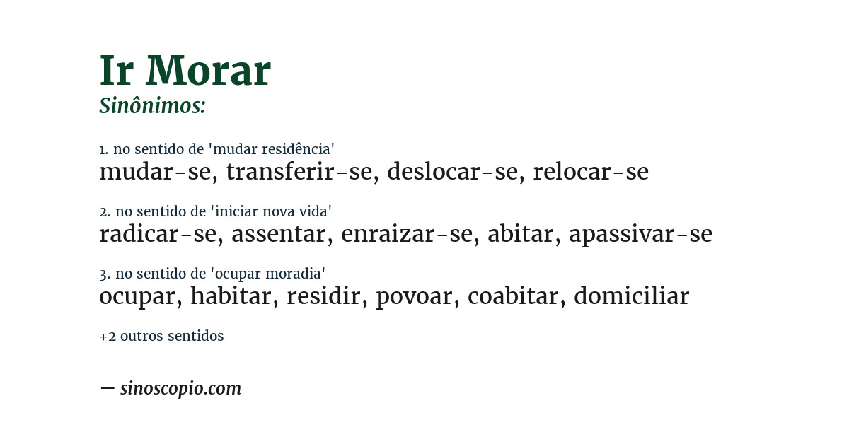 Sinônimo de ir morar