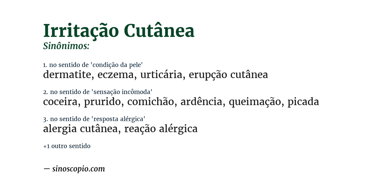 Sinônimo de irritação cutânea