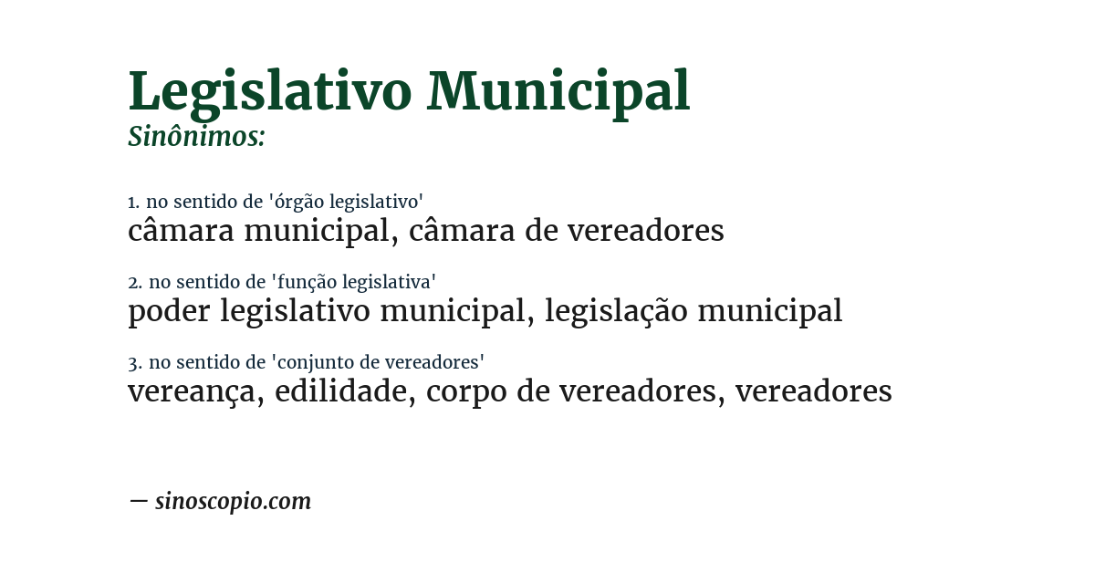 Sinônimo de legislativo municipal