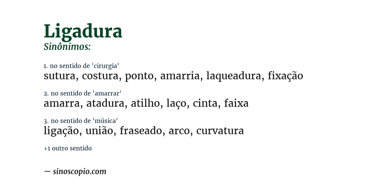 Sinônimo de ligadura