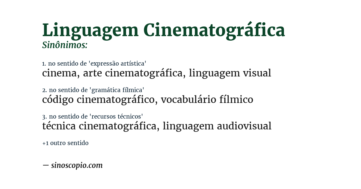 Sinônimo de linguagem cinematográfica