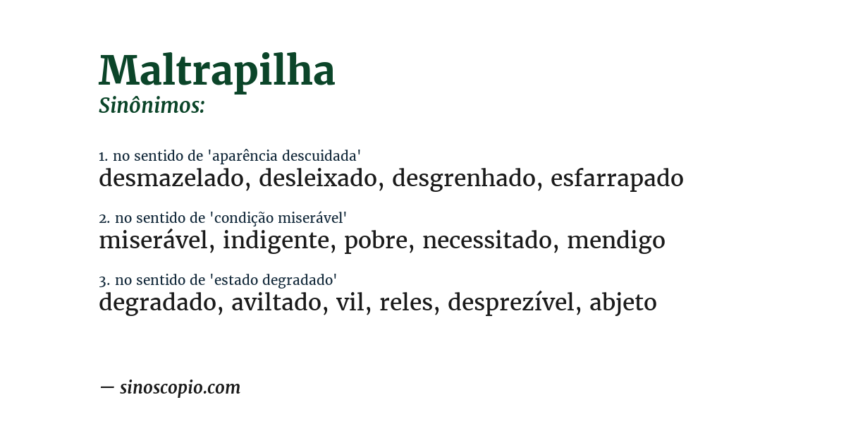 Sinônimo de maltrapilha