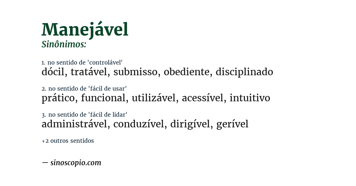 Sinônimo de manejável