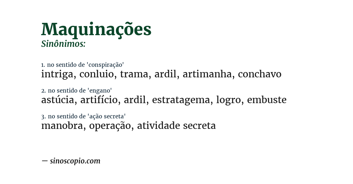 Sinônimo de maquinações