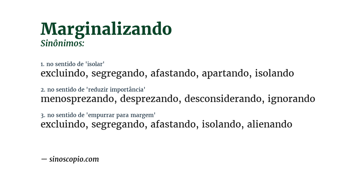 Sinônimo de marginalizando