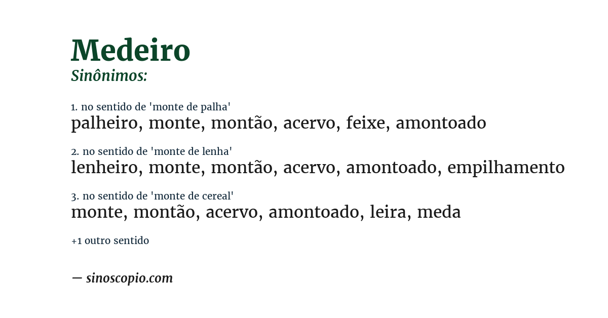 Sinônimo de medeiro