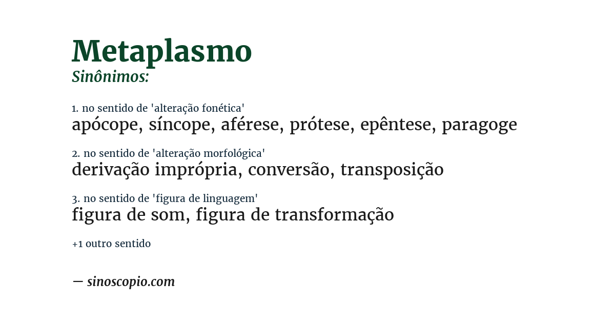 Sinônimo de metaplasmo