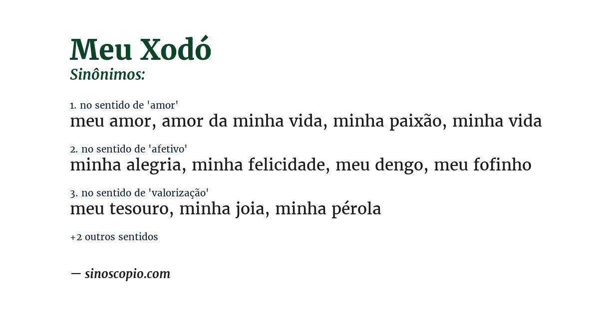 Sinônimo de meu xodó