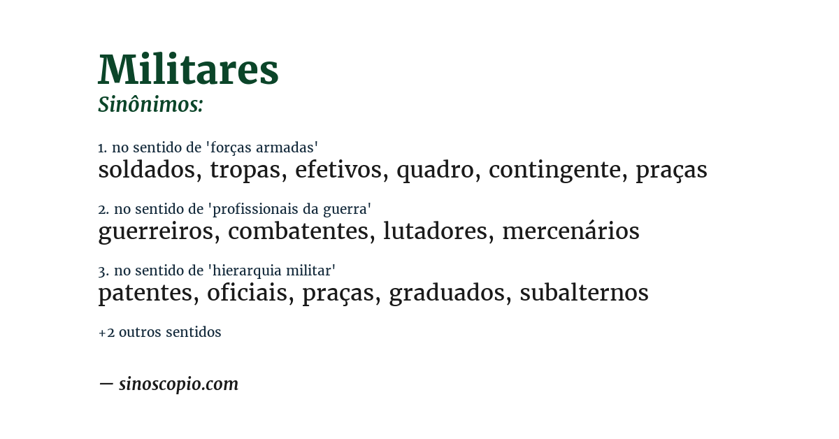 Sinônimo de militares