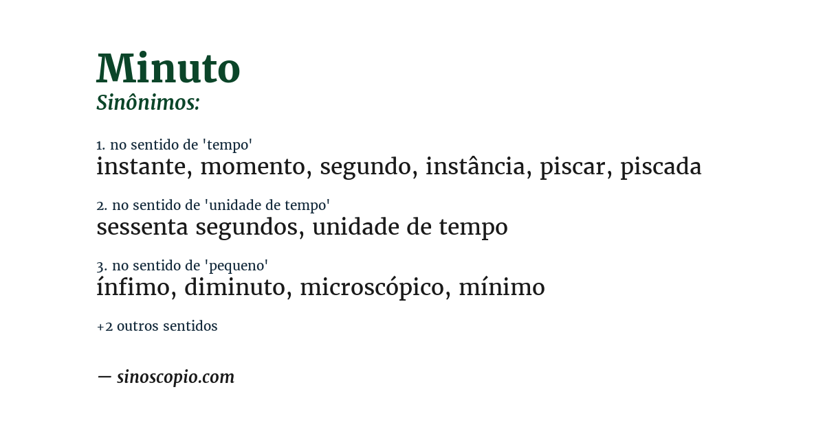 Sinônimo de minuto