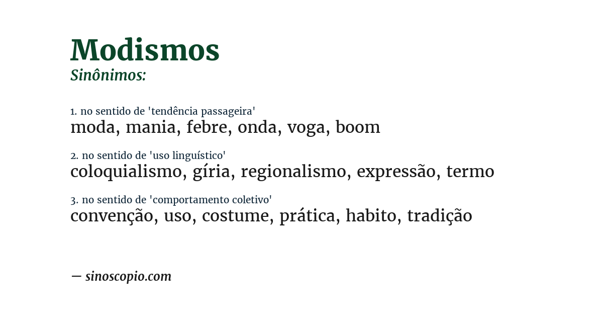 Sinônimo de modismos