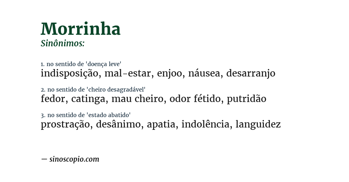 Sinônimo de morrinha