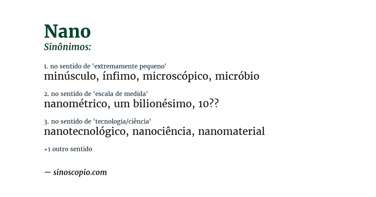 Sinônimo de nano