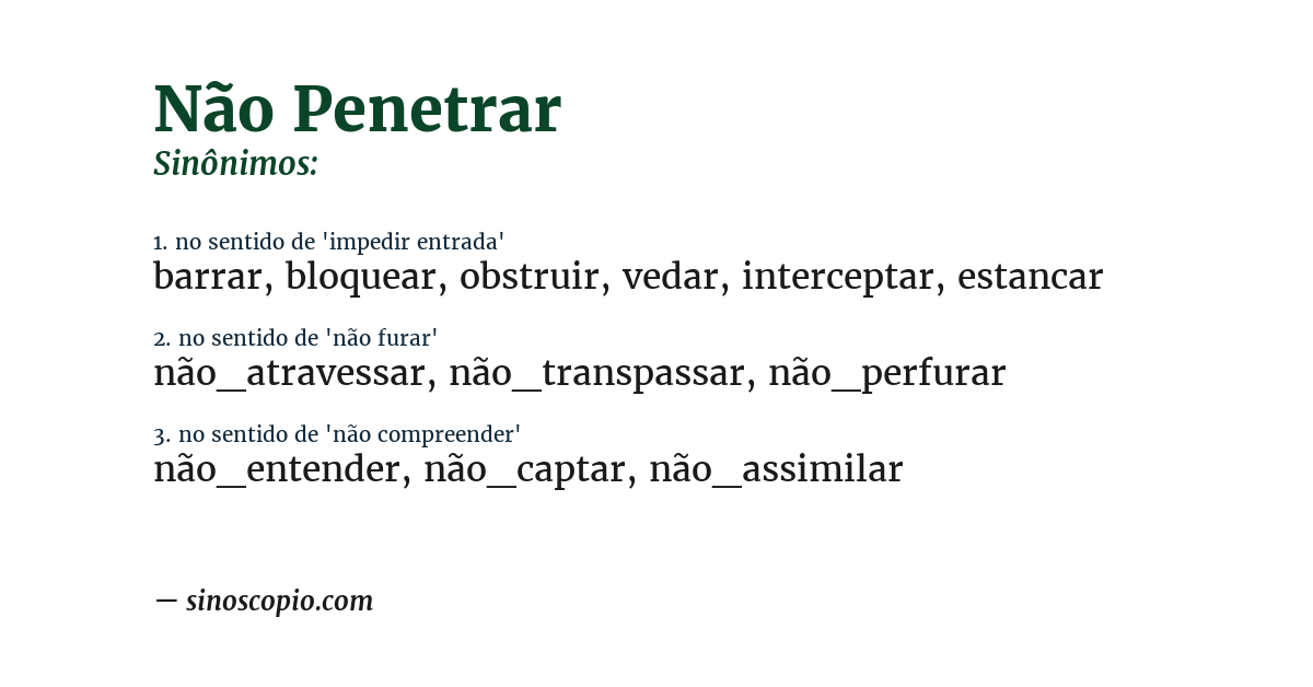 Sinônimo de não penetrar