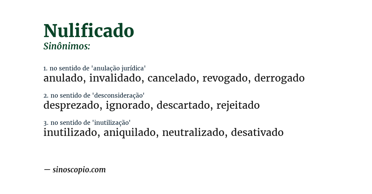 Sinônimo de nulificado
