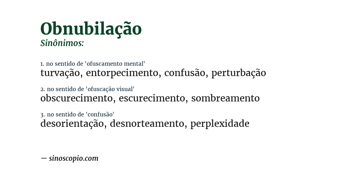 Sinônimo de obnubilação