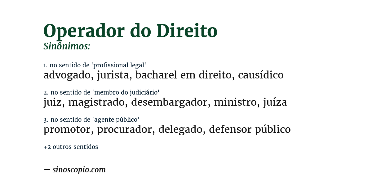 Sinônimo de operador do direito