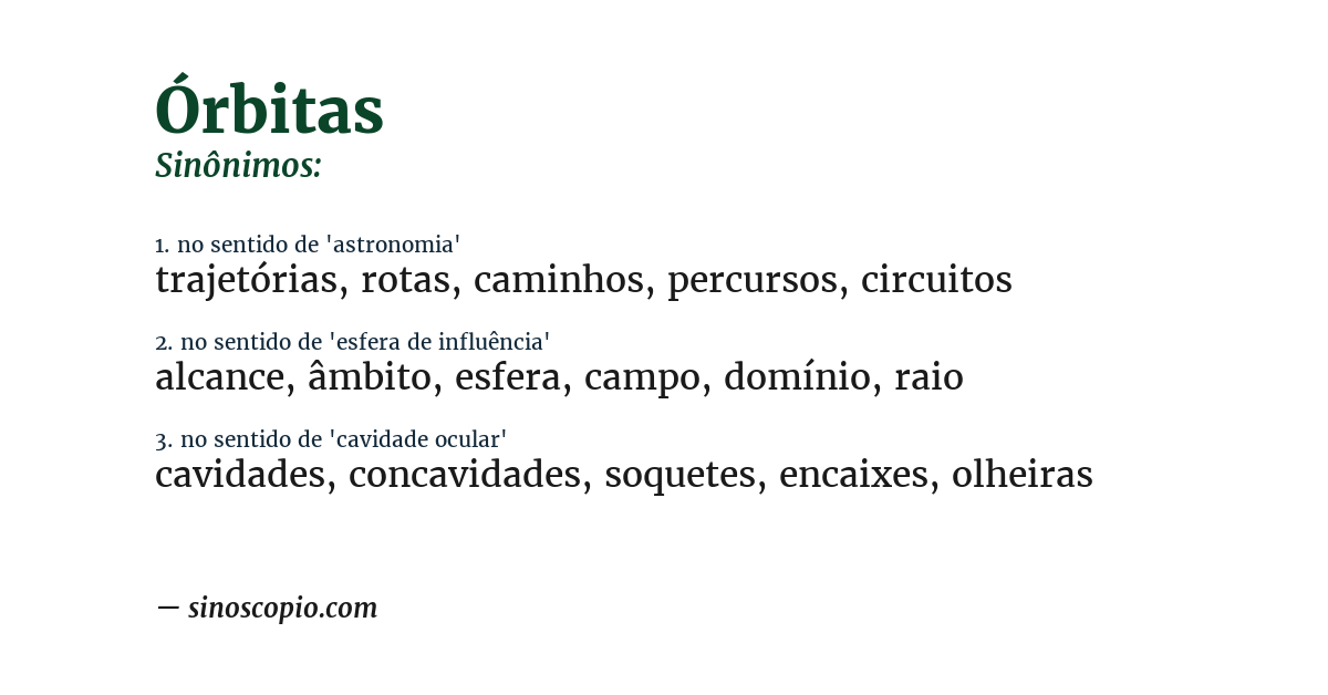 Sinônimo de órbitas